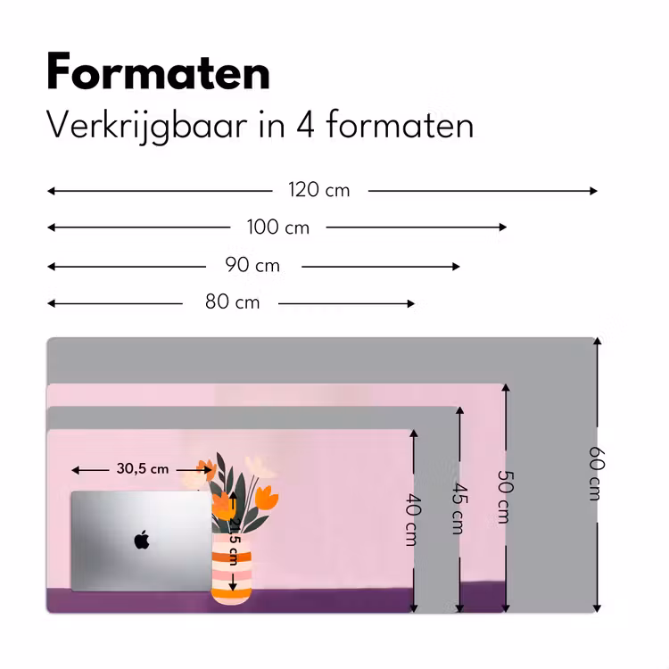 Bureau onderlegger - Tulpen - Vaas - Strepen - Paars — 7