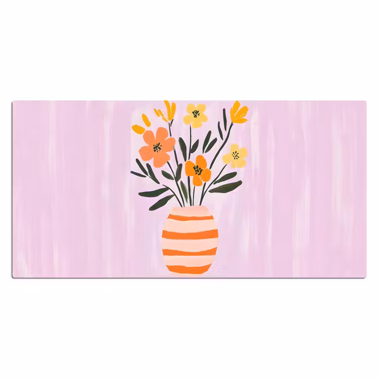 Bureau onderlegger - Vaas - Gestreept - Bloemen - Oranje — 1