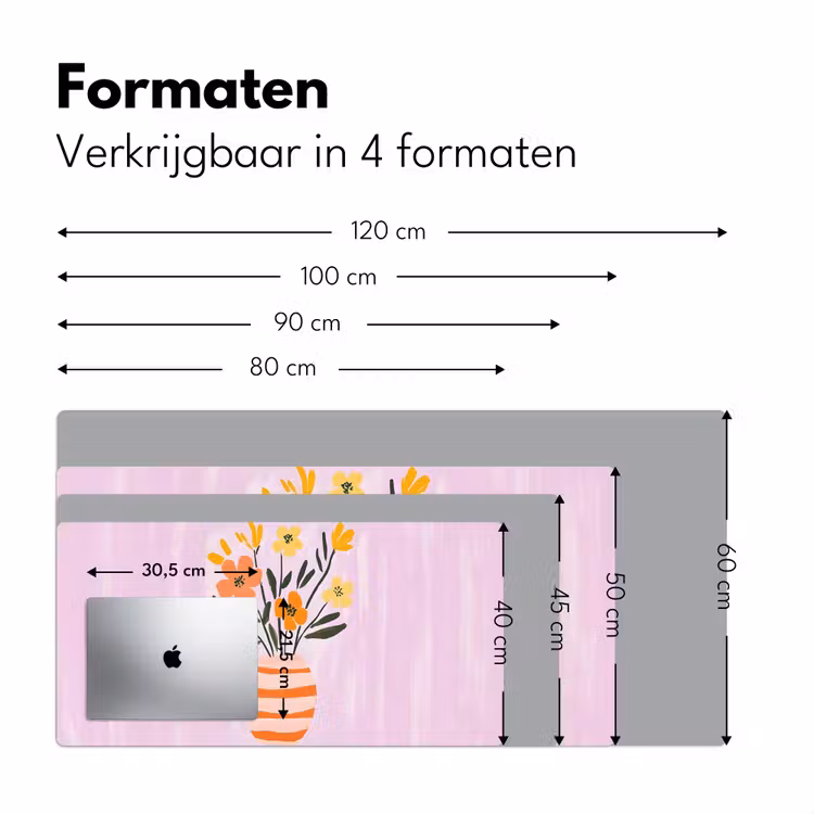 Bureau onderlegger - Vaas - Gestreept - Bloemen - Oranje — 7