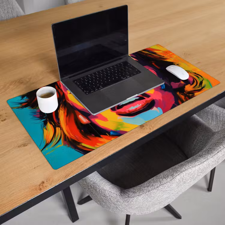 Bureau onderlegger - Vrouw - Gezicht - Kleurrijk — 2
