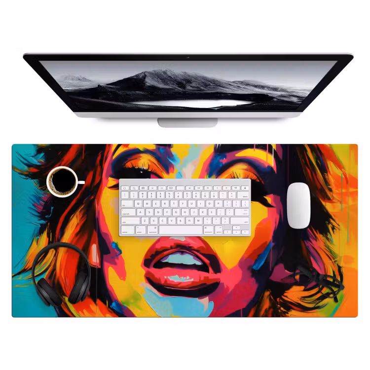 Bureau onderlegger - Vrouw - Gezicht - Kleurrijk — 3