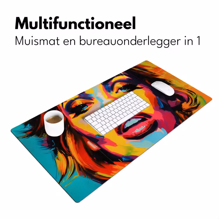 Bureau onderlegger - Vrouw - Gezicht - Kleurrijk — 6