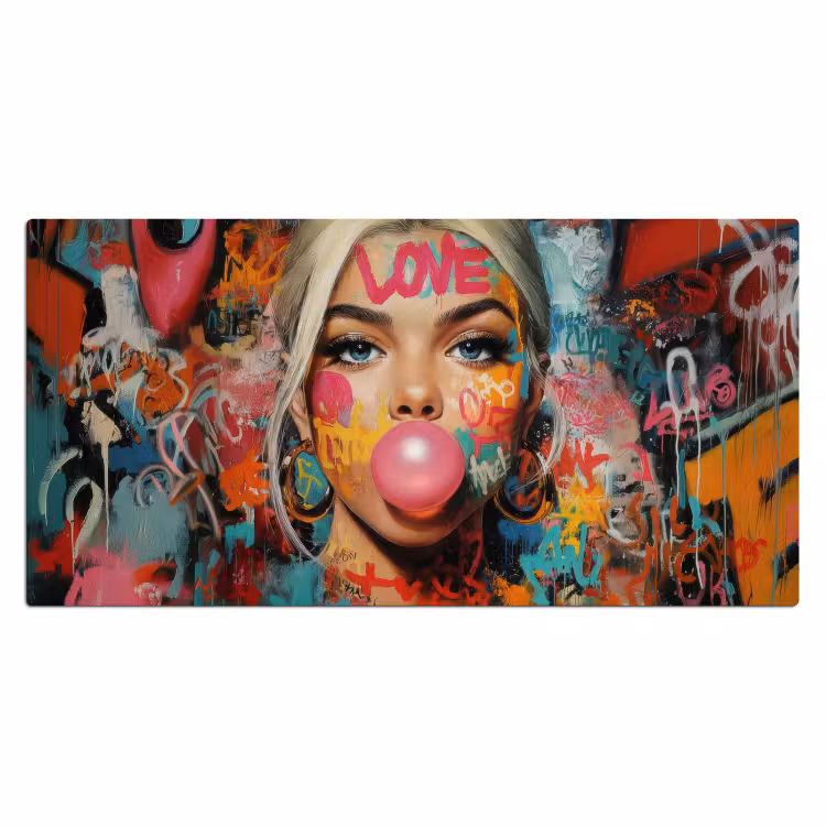 Bureau onderlegger - Vrouw - Kauwgom - Graffiti - Love — 1