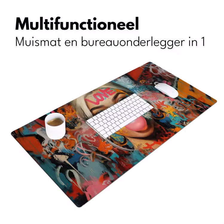 Bureau onderlegger - Vrouw - Kauwgom - Graffiti - Love — 6