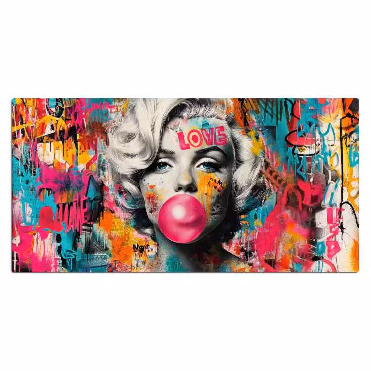 Bureau onderlegger - Vrouw - Kauwgom - Graffiti - Neonkleuren — 1
