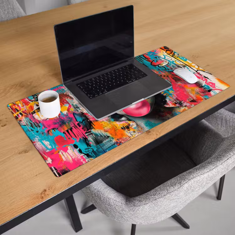 Bureau onderlegger - Vrouw - Kauwgom - Graffiti - Neonkleuren — 2
