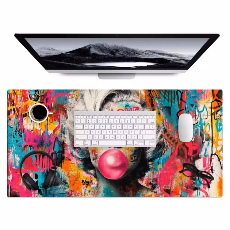 Bureau onderlegger - Vrouw - Kauwgom - Graffiti - Neonkleuren — 3