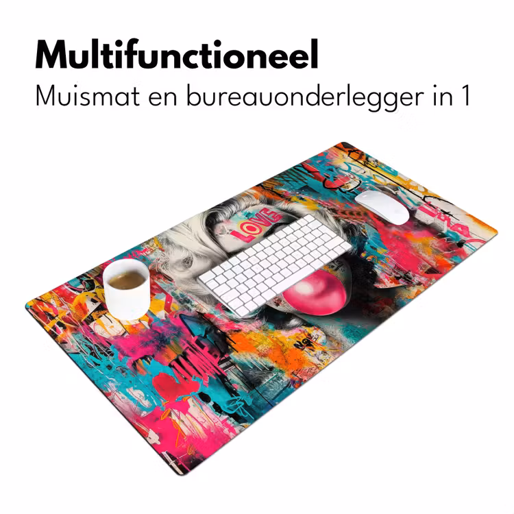 Bureau onderlegger - Vrouw - Kauwgom - Graffiti - Neonkleuren — 6