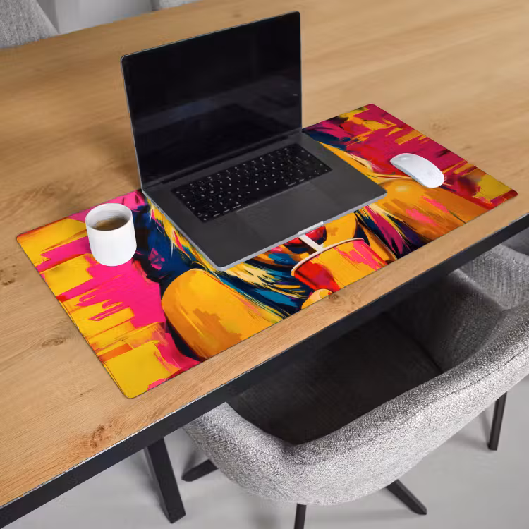 Bureau onderlegger - Zonnebril - Roze - Vrouw - Rietje — 2