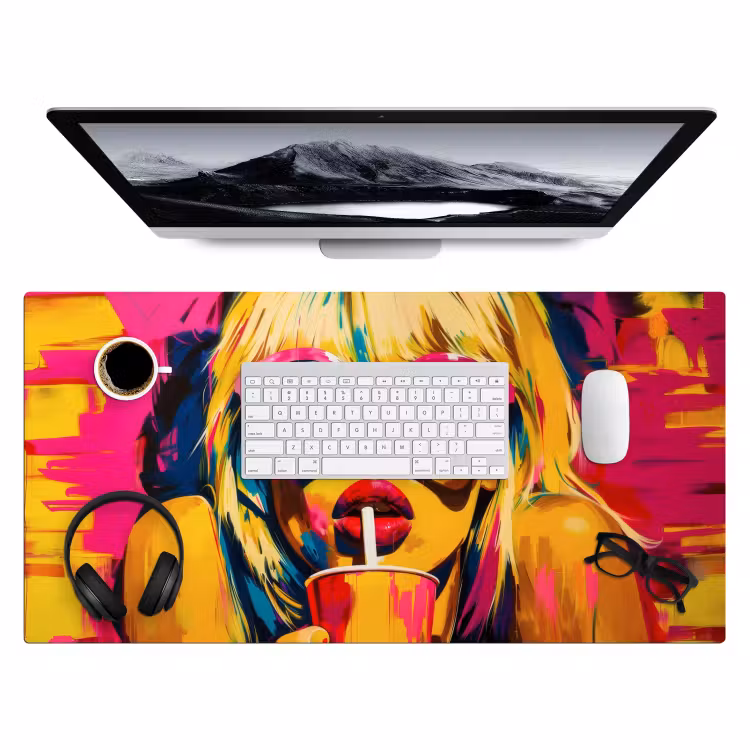Bureau onderlegger - Zonnebril - Roze - Vrouw - Rietje — 3
