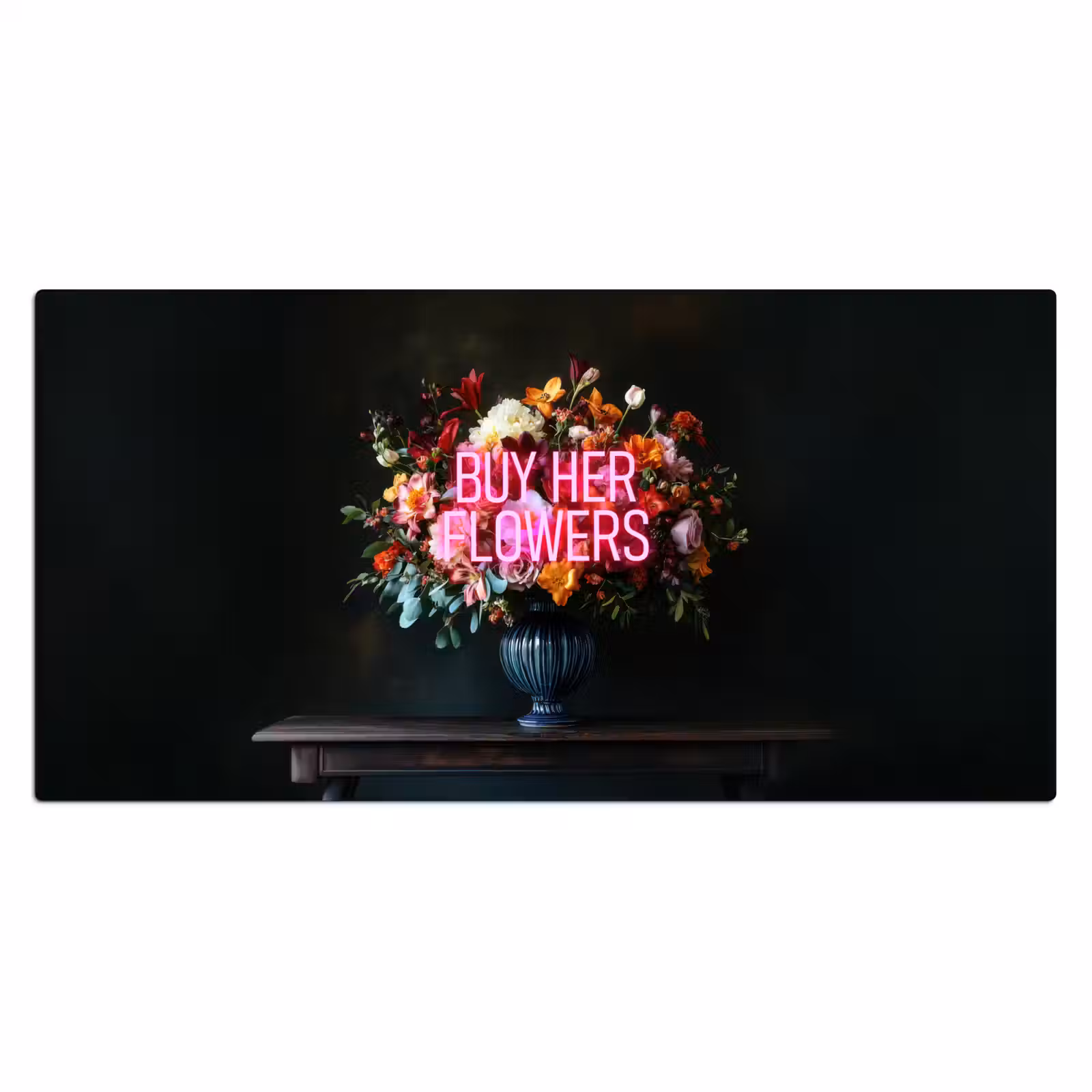Bureau onderlegger - Quote - Bloemen - Vaas - Neon — 1