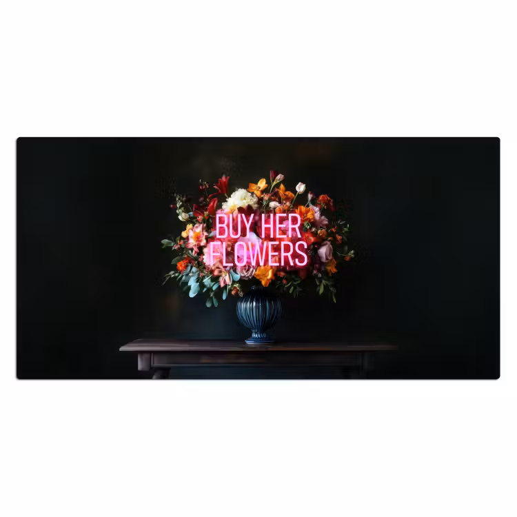 Bureau onderlegger - Quote - Bloemen - Vaas - Neon — 1