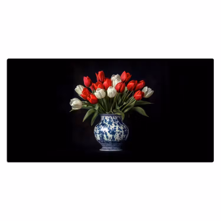 Bureau onderlegger - Rode - Bloemen - Tulpen - Vaas — 1