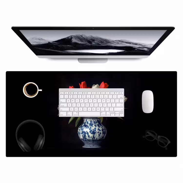 Bureau onderlegger - Rode - Bloemen - Tulpen - Vaas — 3