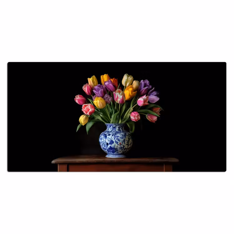 Bureau onderlegger - Tulpen - Kleuren - Hout - Vaas — 1