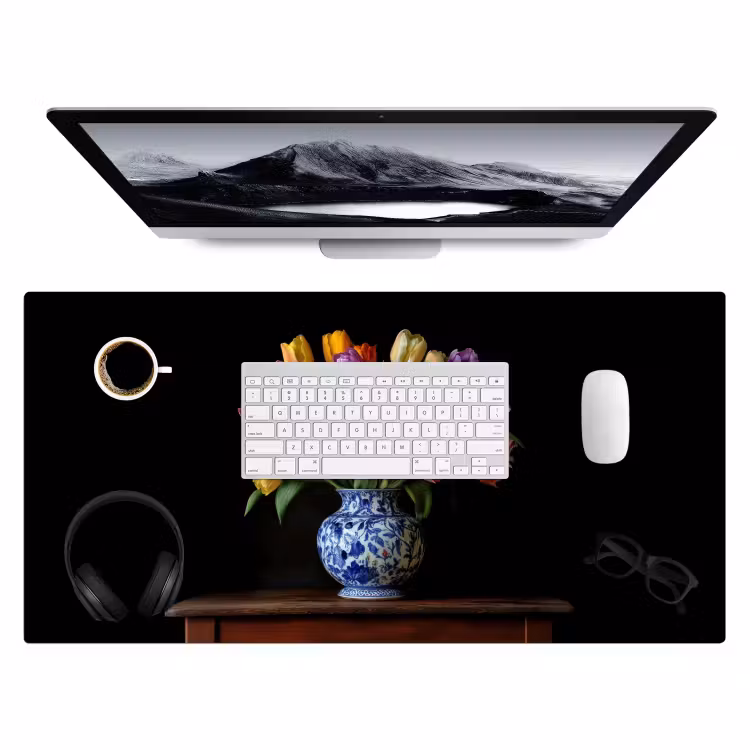 Bureau onderlegger - Tulpen - Kleuren - Hout - Vaas — 3