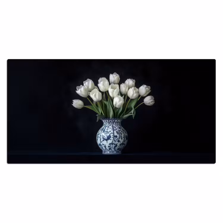 Bureau onderlegger - Wit - Bloemen - Tulpen - Vaas — 1