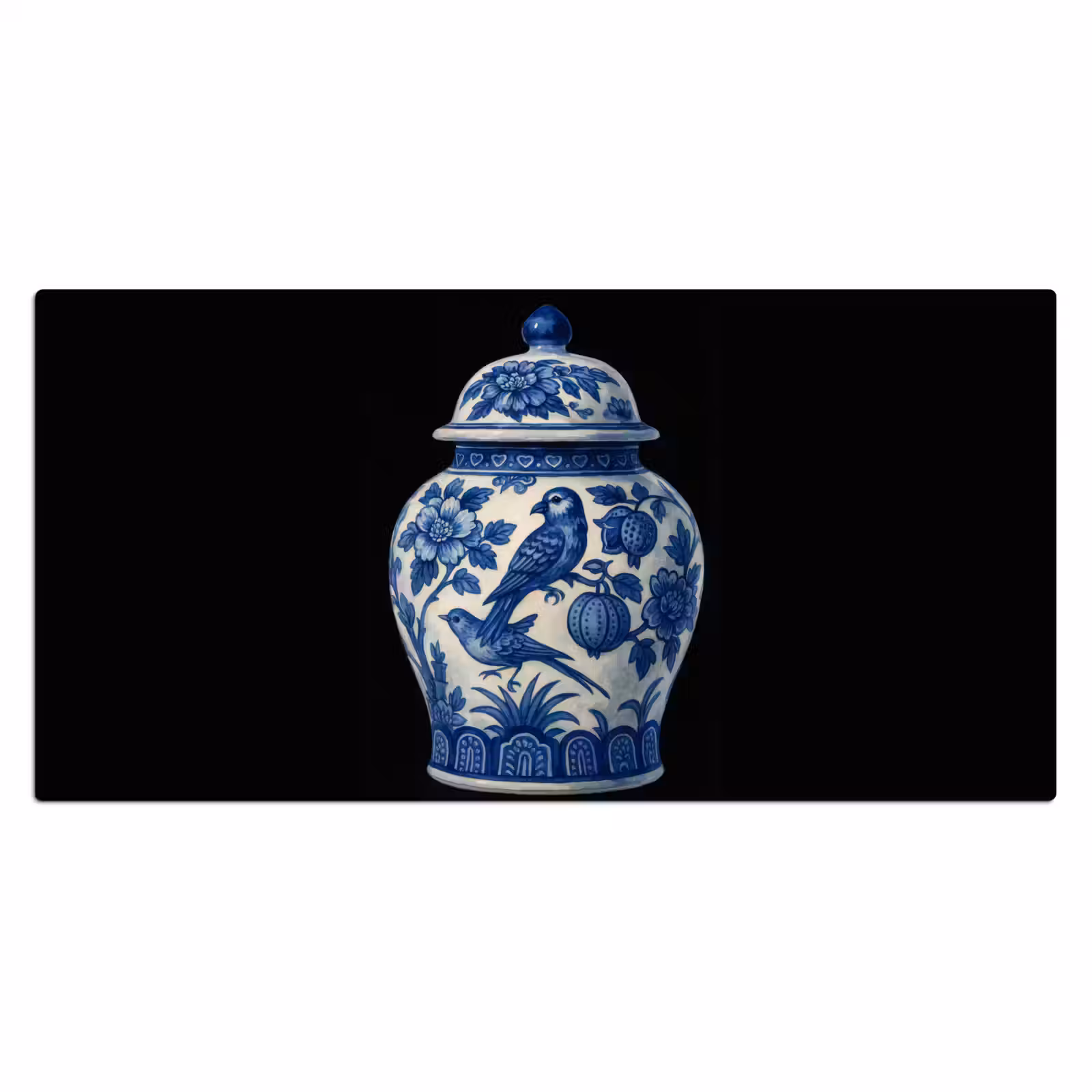 Bureau onderlegger - Pot - Delfts Blauw - Bloemen — 1