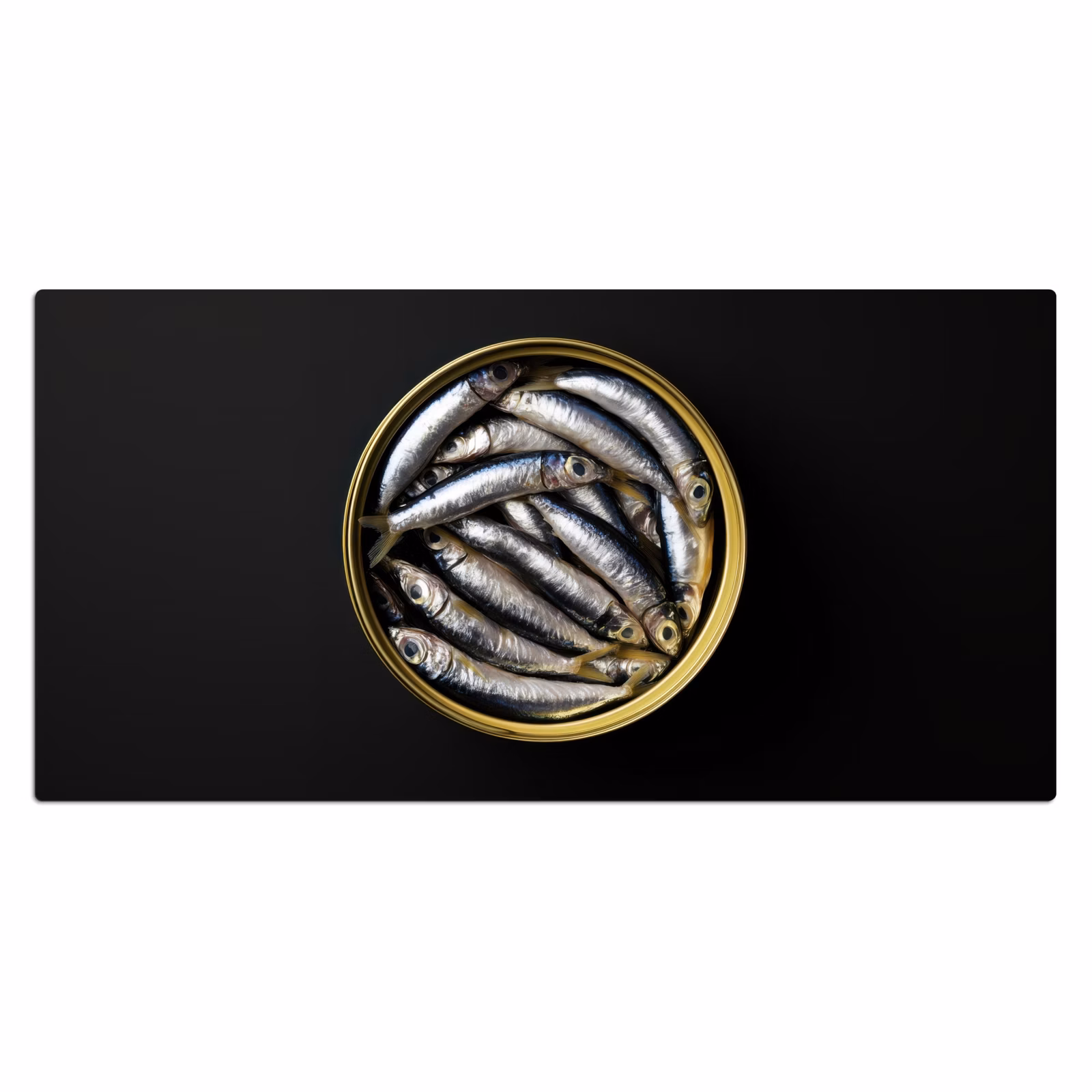 Bureau onderlegger - Sardines - Vissen - Rond - Zwart — 1