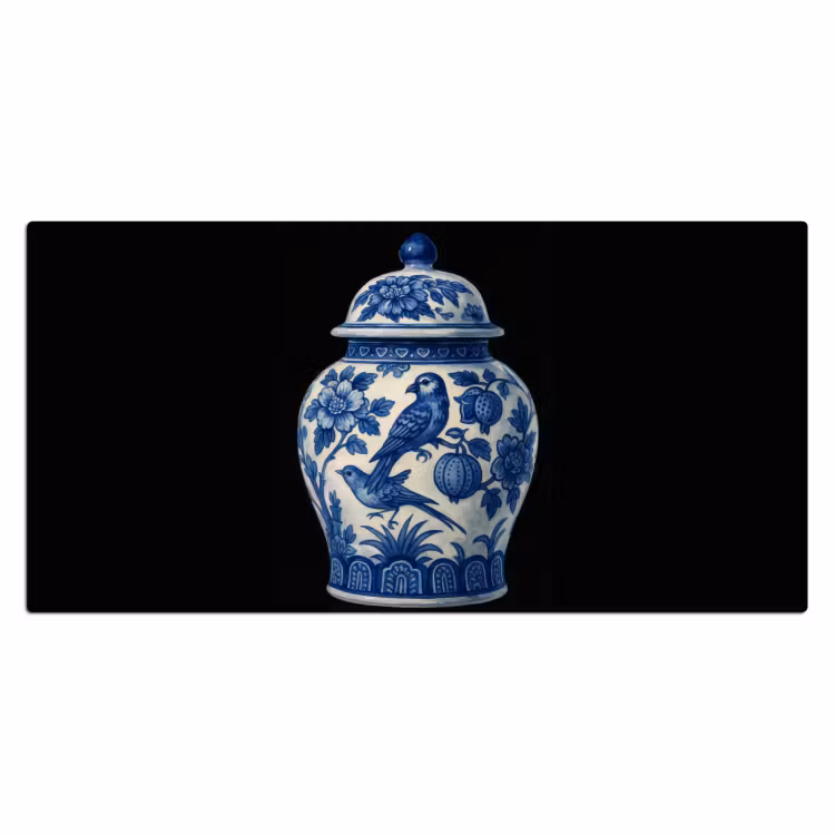 Bureau onderlegger - Pot - Delfts Blauw - Bloemen — 1