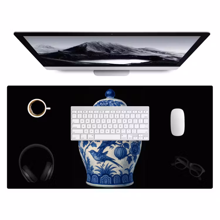 Bureau onderlegger - Pot - Delfts Blauw - Bloemen — 3