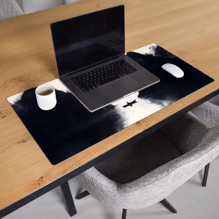 Bureau onderlegger - Roeiboot - Mistig - Bergen - Vogels — 2