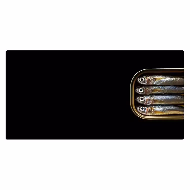 Bureau onderlegger - Sardines - Blik - Zwart - Vissen — 1