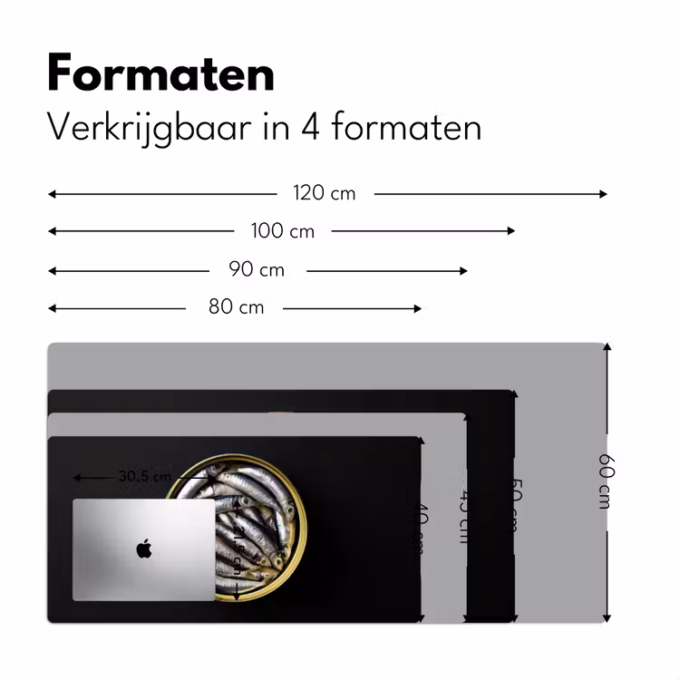 Bureau onderlegger - Sardines - Vissen - Rond - Zwart — 7