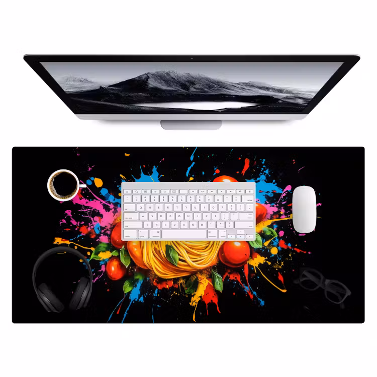 Bureau onderlegger - Spaghetti - Graffiti - Verf - Kleurrijk - Eten - Modern — 3