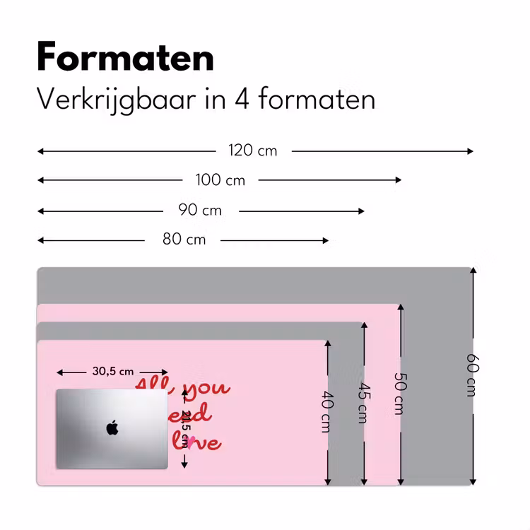 Bureau onderlegger - Tekst - Roze - Love - Hart — 7
