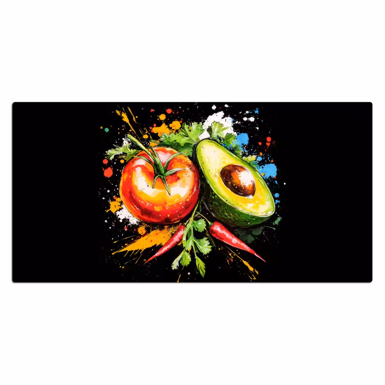 Bureau onderlegger - Tomaat - Avocado - Peper - Graffiti - Verf - Modern — 1