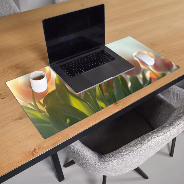Bureau onderlegger - Tulpen - Roze - Zonnestralen — 2