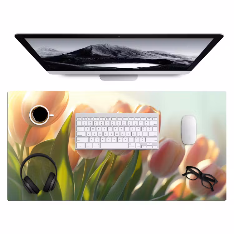Bureau onderlegger - Tulpen - Roze - Zonnestralen — 3
