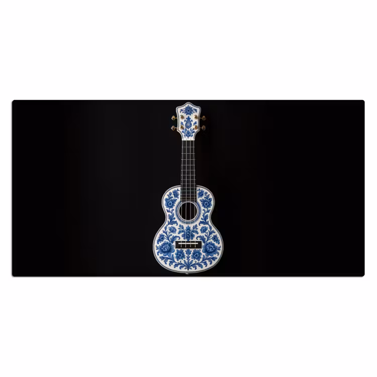 Bureau onderlegger - Ukelele - Delfts - Blauw - Muziek — 1