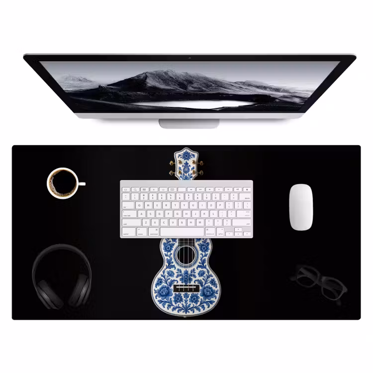 Bureau onderlegger - Ukelele - Delfts - Blauw - Muziek — 3