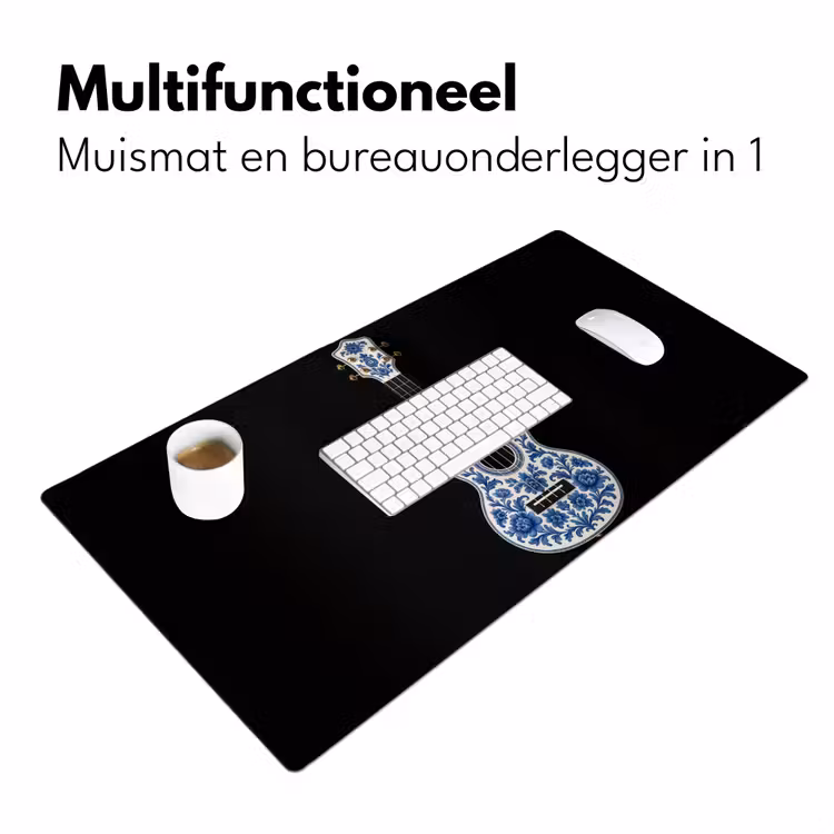 Bureau onderlegger - Ukelele - Delfts - Blauw - Muziek — 6