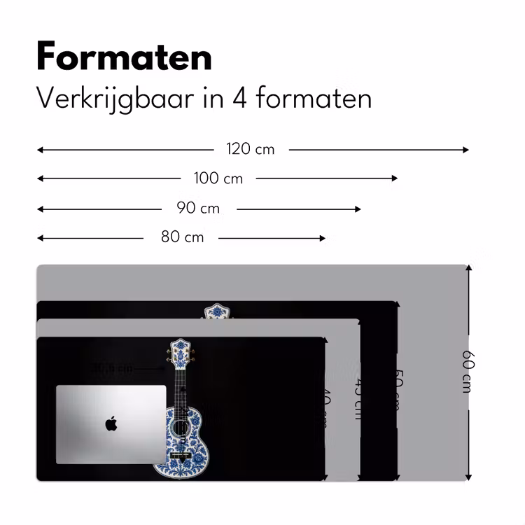 Bureau onderlegger - Ukelele - Delfts - Blauw - Muziek — 7