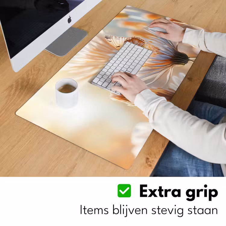 Bureau onderlegger - Vlinder - Bloem - Oranje — 5