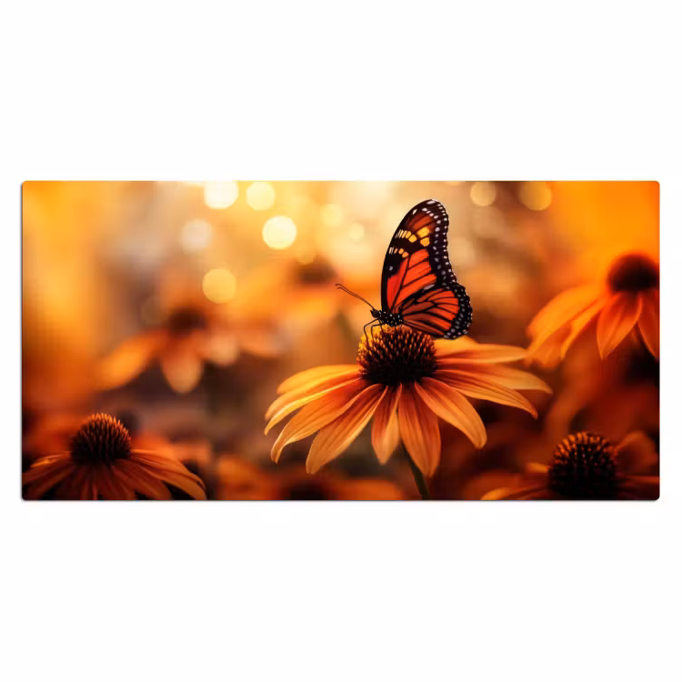 Bureau onderlegger - Vlinder - Bloemen - Oranje — 1