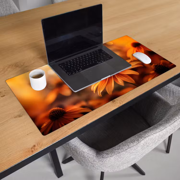 Bureau onderlegger - Vlinder - Bloemen - Oranje — 2