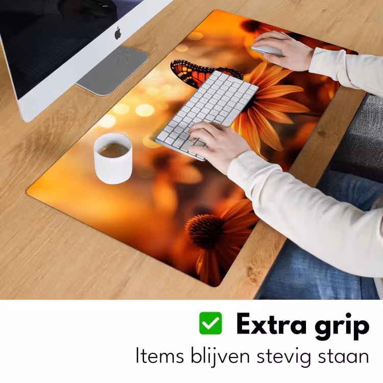 Bureau onderlegger - Vlinder - Bloemen - Oranje — 5