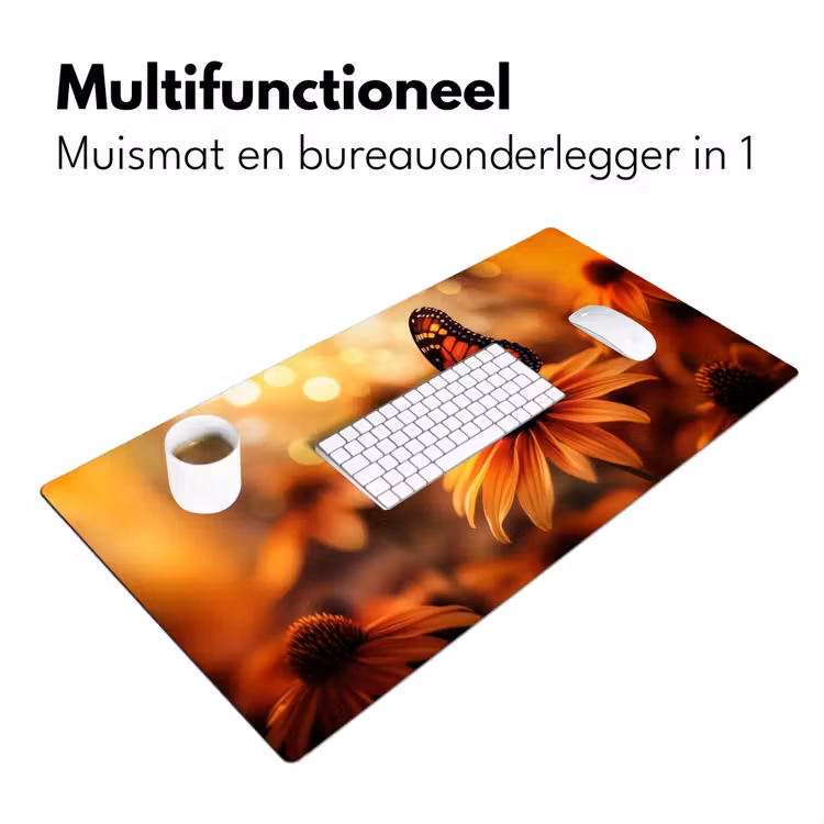 Bureau onderlegger - Vlinder - Bloemen - Oranje — 6