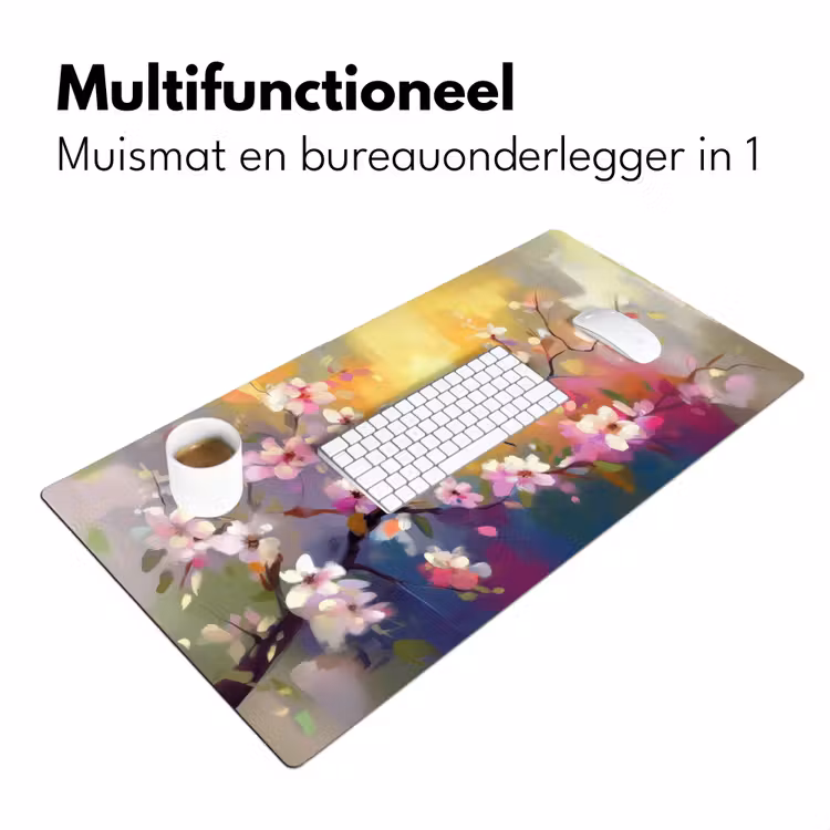 Bureau onderlegger - Vogels - Bloemen - Roze — 6