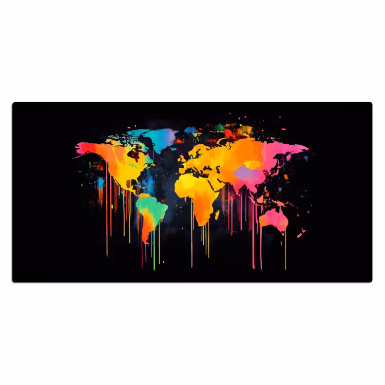 Bureau onderlegger - Wereldkaart - Verf - Kleurrijk - Graffiti - Wereld — 1