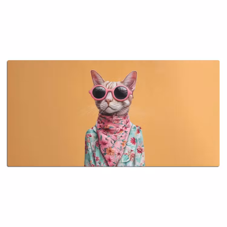 Bureau onderlegger - Zonnebril - Kat - Sjaal - Bloemen — 1
