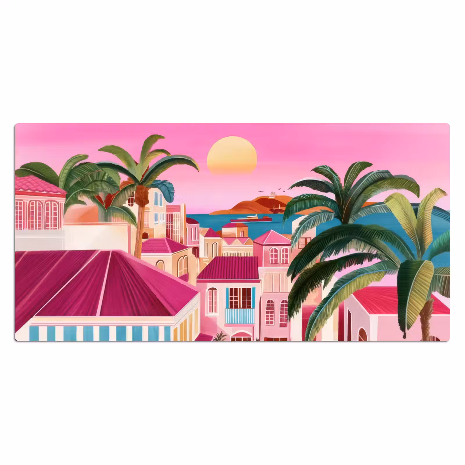 Bureau onderlegger - Stad - Roze - Palmbomen — 1