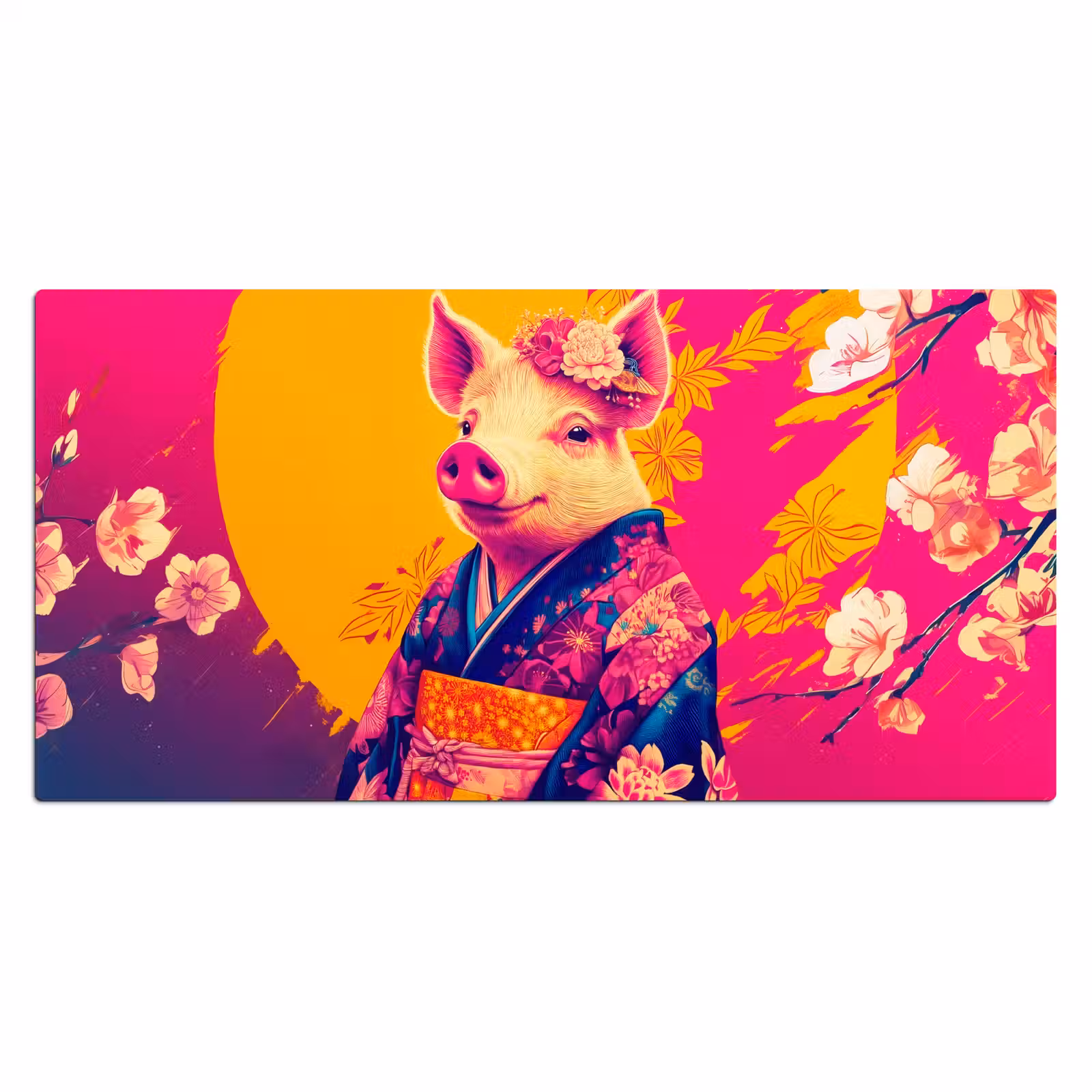 Bureau onderlegger - Varken - Bloemkroon - Kimono - Abstract — 1