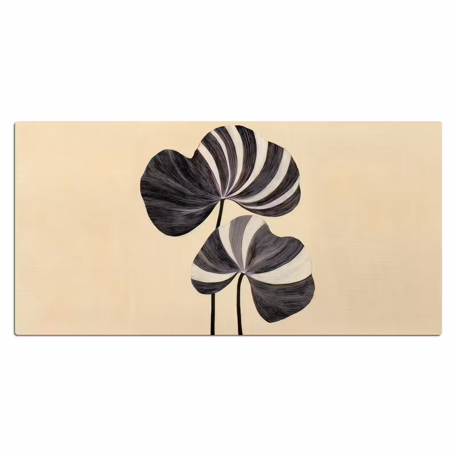 Bureau onderlegger - Zwart - Bladeren - Strepen - Minimalistisch — 1