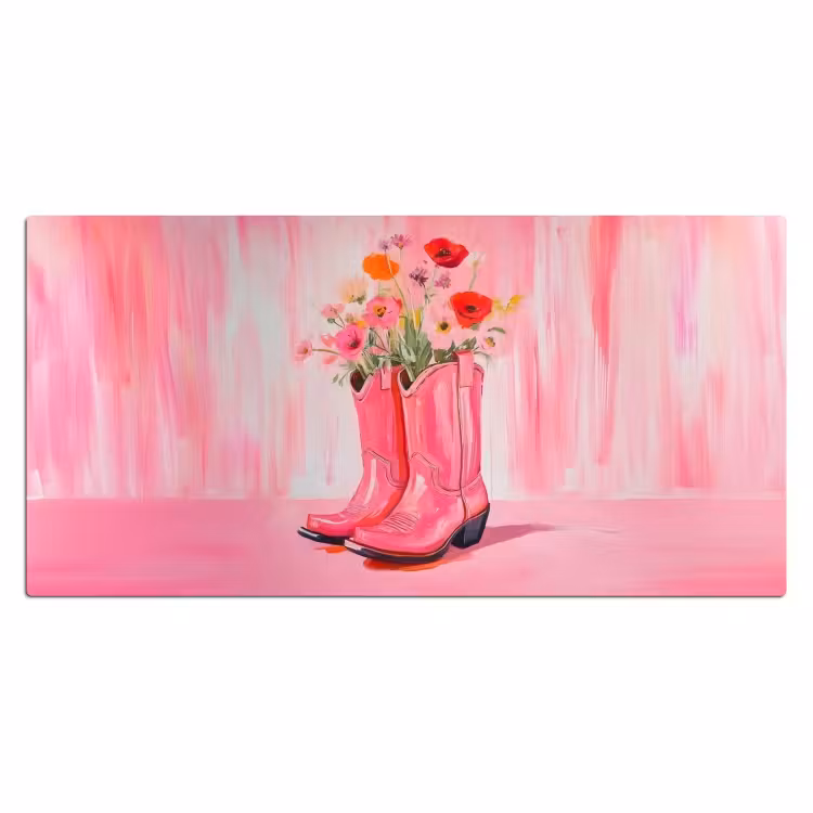 Bureau onderlegger - Roze - Bloemen - Cowboy — 1