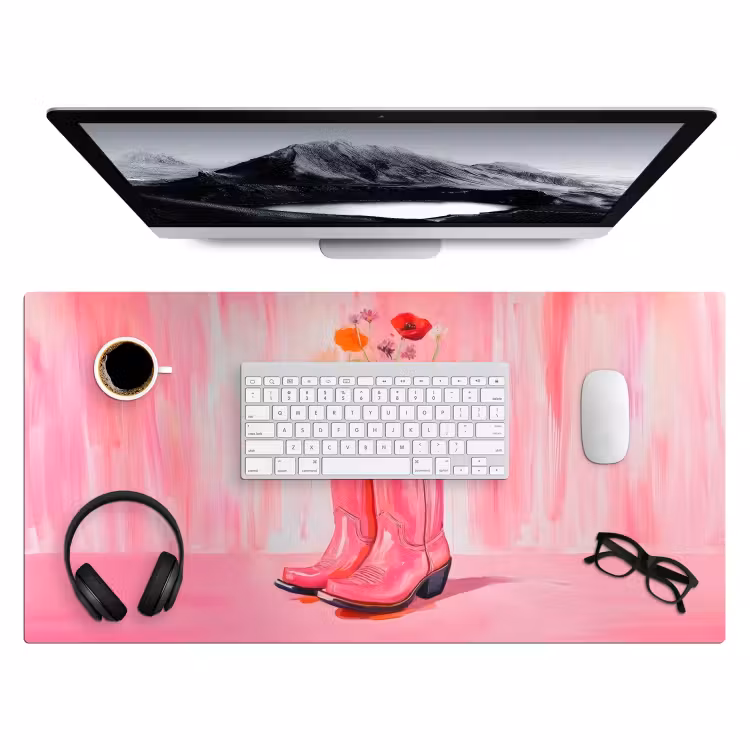 Bureau onderlegger - Roze - Bloemen - Cowboy — 3
